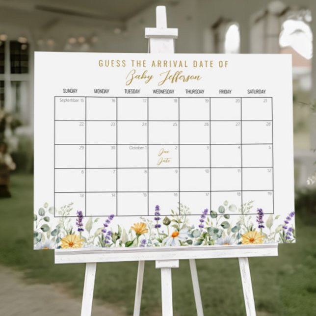 Chamomile Baby Shower Gissa förfallodatumkalender Poster (Skapare uppladdad)