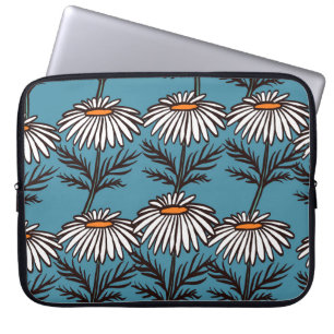 Chamomile, blå vintage tecknad mönster. laptop fodral