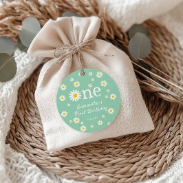 Chamomile Blommigt Grönt Watercolor Första födelse Gåvor Etiketter