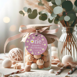 Chamomile Blommigt Red Watercolor Första födelseda Gåvor Etiketter