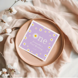 Chamomile Daisy Flower Elegant Lila Birthday Pappersservett