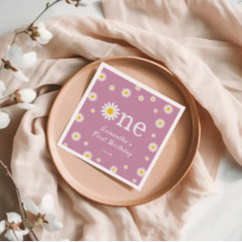 Chamomile Daisy Flower Elegant Red Birthday Pappersservett