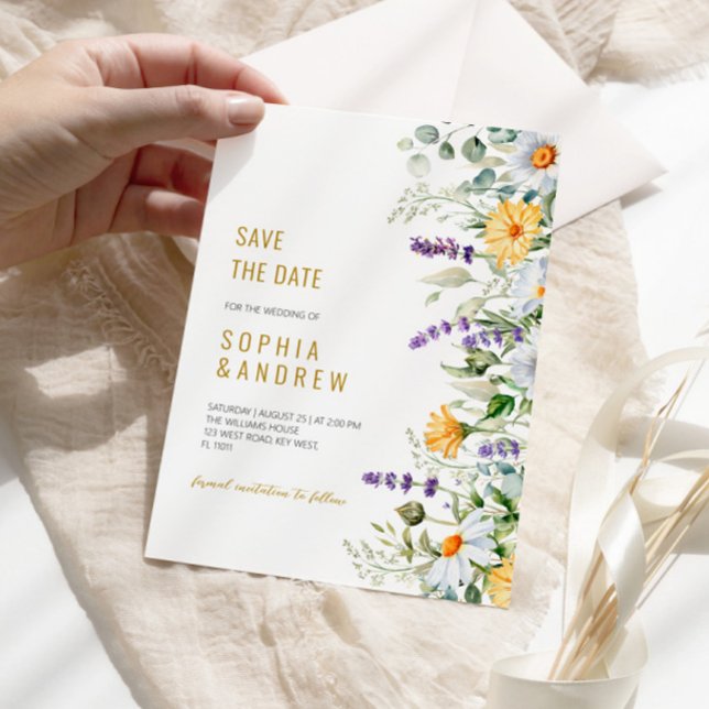 Chamomile & Eucalyptus Bröllop spara datum Inbjudningar (Skapare uppladdad)