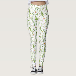 Chamomile Flower Botanical Rustic Mönster Leggings