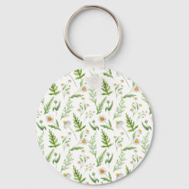 Chamomile Flower Botanical Rustic Mönster Nyckelring