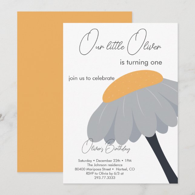 Chamomile flower Cute Pastel, första Födelsedagsfe Inbjudningar (Fram/baksida)