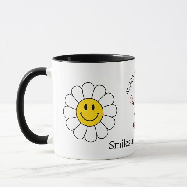 Chamomile Flower Funny Cute Trendig Morgonkaffe Mugg (Vänster)