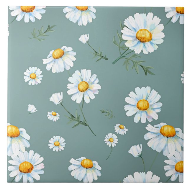 Chamomile Flower Mönster Kakelplatta (Framsidan)