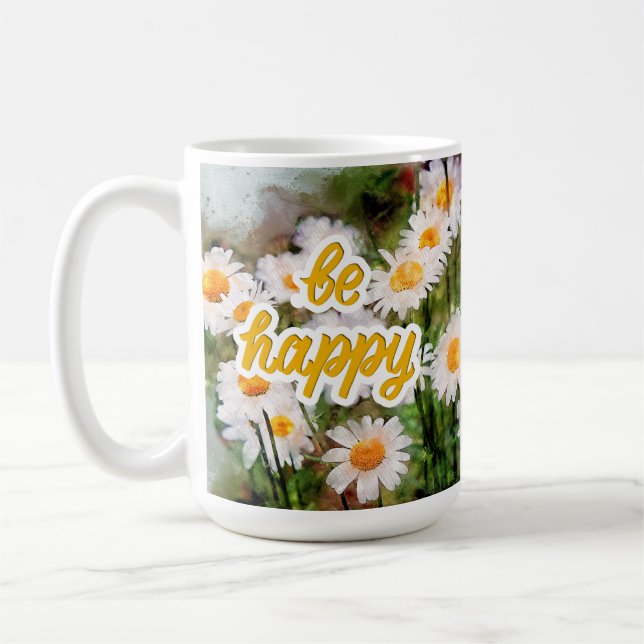 Chamomile Flower Mugg, Birthday Gift BE Lycklig Kaffemugg (Vänster)