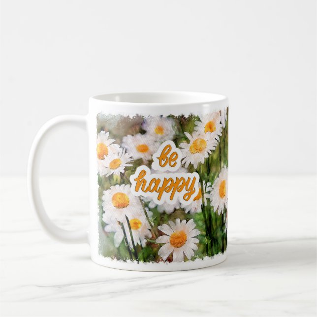 Chamomile Flower Mugg, Birthday Gift BE Lycklig Kaffemugg (Vänster)