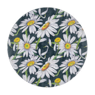Chamomile Flowers: Mörk blått Watercolor.