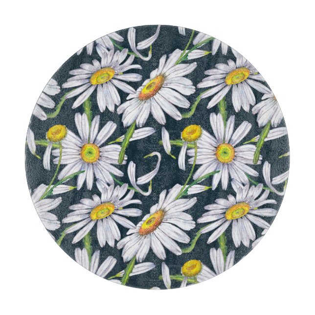 Chamomile Flowers: Mörk blått Watercolor. (Framsidan)