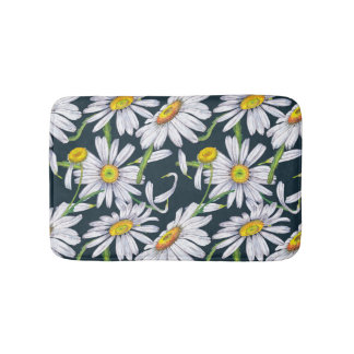 Chamomile Flowers: Mörk blått Watercolor. Badrumsmatta