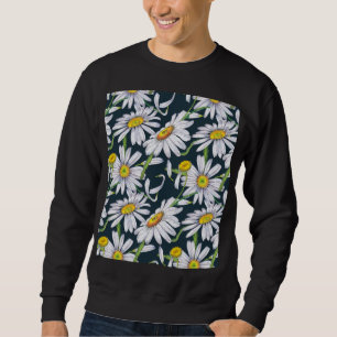 Chamomile Flowers: Mörk blått Watercolor. Lång Ärmad Tröja