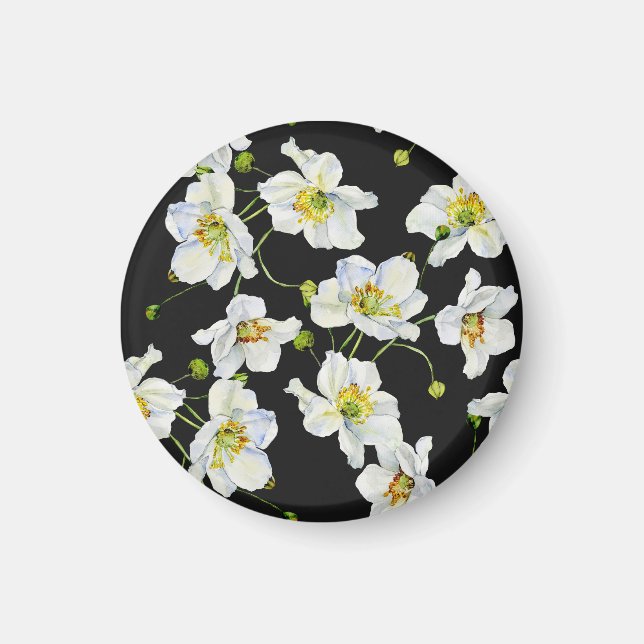 Chamomile Flowers: Watercolor Illustration Mönster Magnet (Framsidan)