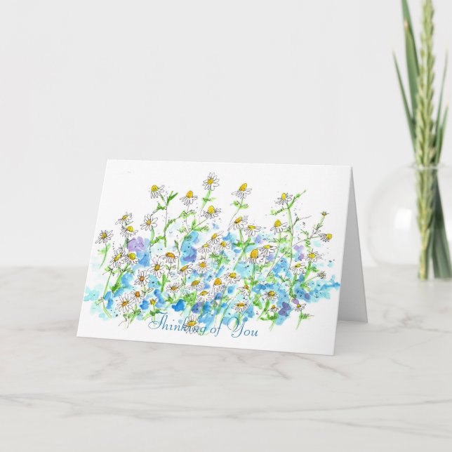 Chamomile Garden Watercolor Thinking Kort (Framsida)