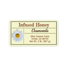 Chamomile Herb Infused honey Burk Adressetikett