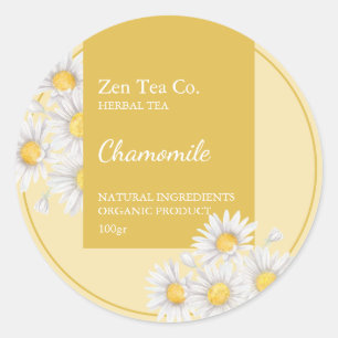Chamomile Herbal Tea Business Label Runt Klistermärke
