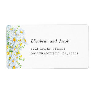 Chamomile. Land blommor. Blommigt bröllop adress Fraktsedel