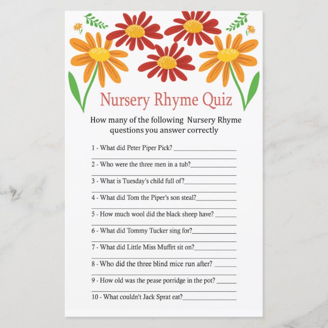 Chamomile Nursery Rhyme Quiz babyduschspel (Framsida)