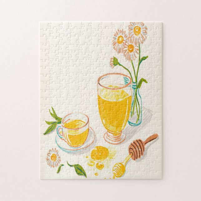 Chamomile Serenity – Tea & Honey Jigsaw Puzzle Pussel (Vertikal)