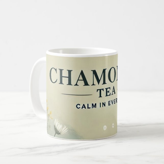 Chamomile Tea Design AI art Kaffemugg (Framsida vänster)