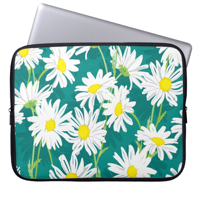 Chamomile Turcos: Blommigt Sömlös illustration. Laptop Fodral (Framsidan)