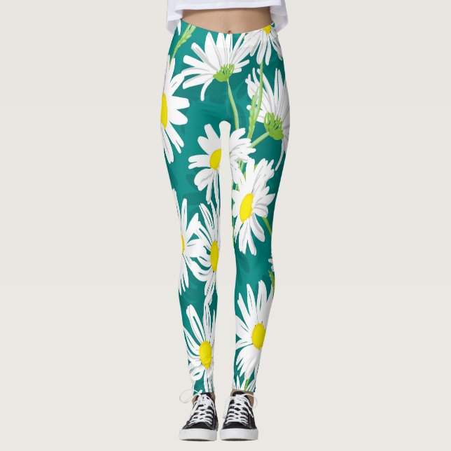 Chamomile Turcos: Blommigt Sömlös illustration. Leggings (Framsida)