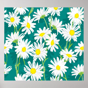 Chamomile Turcos: Blommigt Sömlös illustration. Poster
