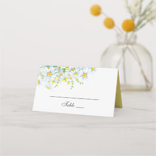 Chamomile. Watercolor land blommigt bröllop Placeringskort