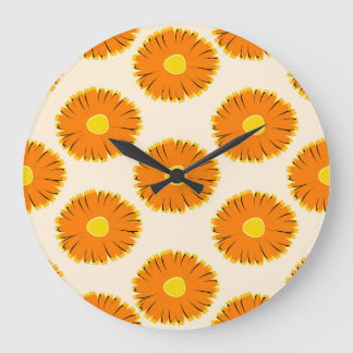 Chamomiles: Blommönstret Vintage. Stor Klocka