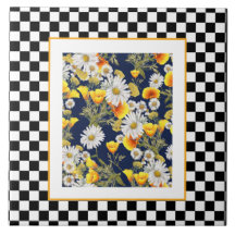 Chamomiles Poppies och Checkerboard
