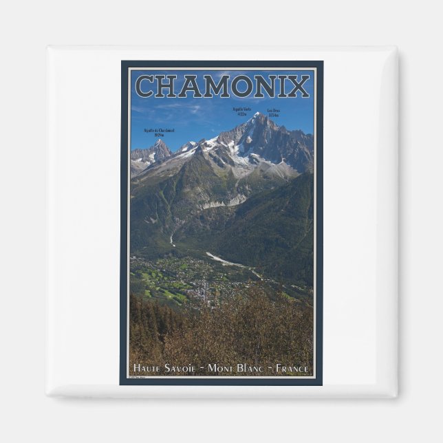 Chamonix - Aiguille Verte ovanför Chamonix Magnet (Framsidan)