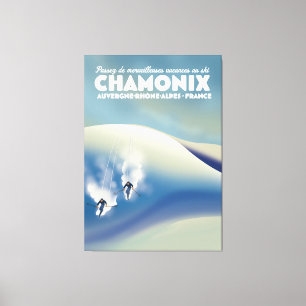 Chamonix - Auvergne-Rhône-Alpes Frankrike ski post Canvastryck