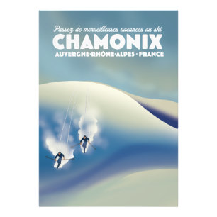 Chamonix - Auvergne-Rhône-Alpes Frankrike skidpost Fototryck
