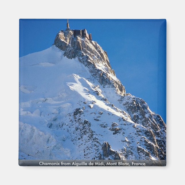 Chamonix från Aiguille de Midi, Mont Blanc, Frankr Magnet (Framsidan)
