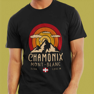 Chamonix Frankrike Mont Blanc Fransk Alpernas Skii T Shirt