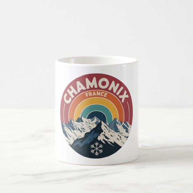 Chamonix Frankrike Retro Bergskopp Kaffemugg (Center)
