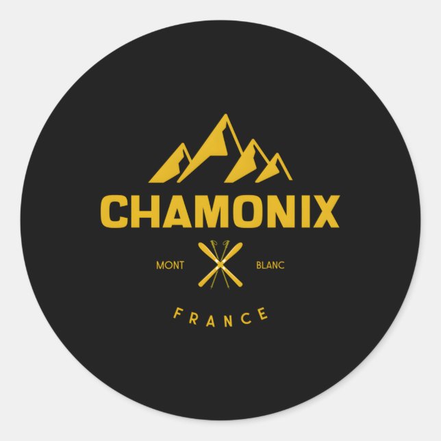 Chamonix Frankrike Runt Klistermärke (Framsida)