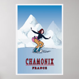 Chamonix,Frankrike, Ski Poster