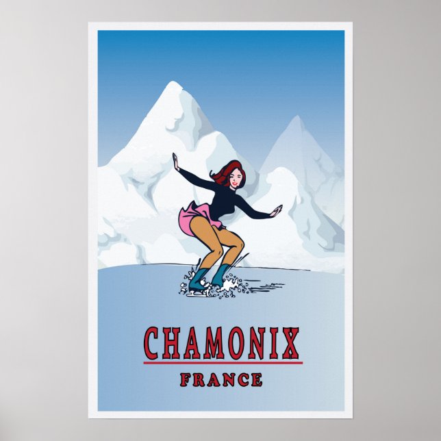 Chamonix,Frankrike, Ski Poster (Framsidan)