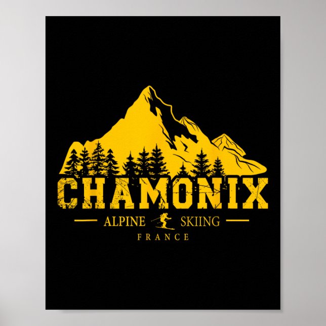 Chamonix Frankrike Ski Resort Alpine Skiing Fransk Poster (Framsidan)