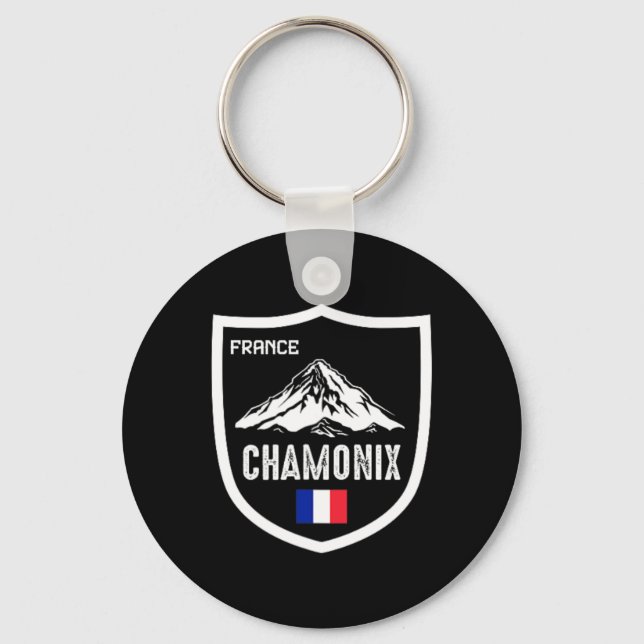 Chamonix Frankrike Ski Resort Skiing Mountain Fran Nyckelring (Framsida)