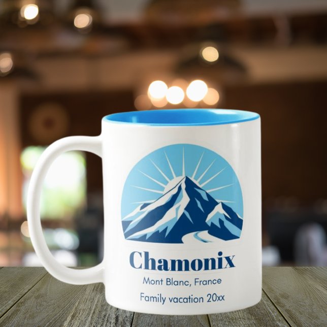 Chamonix Frankrike ski resort souvenir Två-Tonad Mugg (Skapare uppladdad)