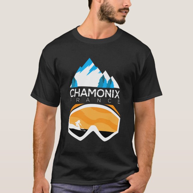 Chamonix Frankrike Ski Snowboard Clothing T Shirt (Framsida)