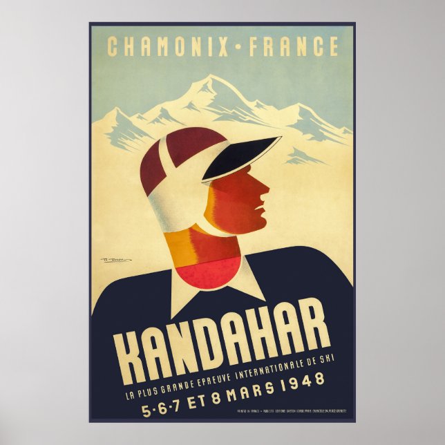 Chamonix, Frankrike, skidPoster Poster (Framsidan)
