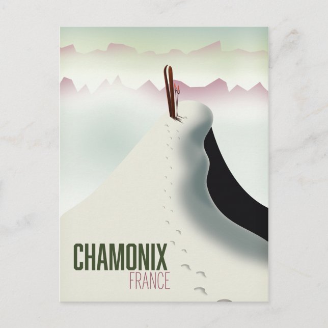 Chamonix Frankrike-skidreseaffisch Vykort (Framsida)