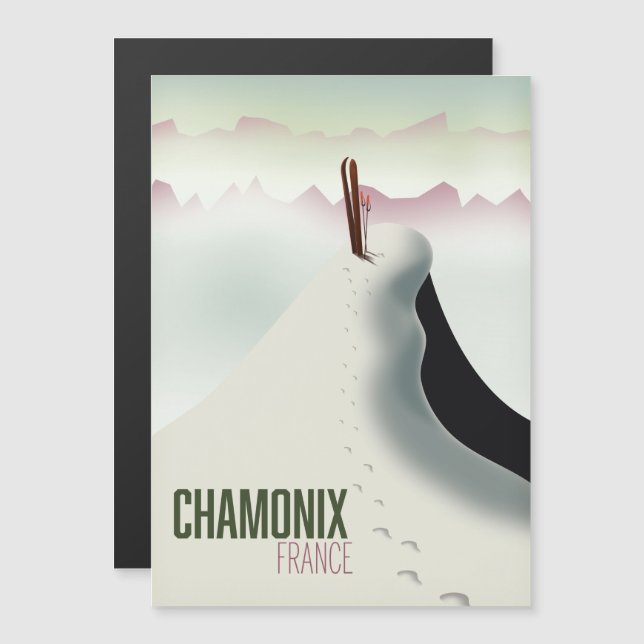 Chamonix Frankrike skidresor affisch (Fram/baksida)