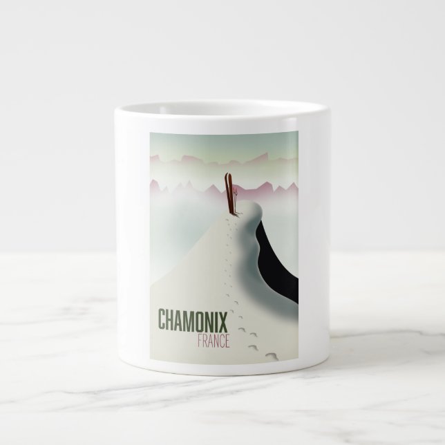 Chamonix Frankrike skidresor affisch Jumbo Mugg (Framsidan)