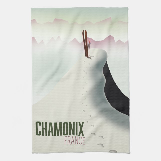 Chamonix Frankrike skidresor affisch Kökshandduk (Vertikal)